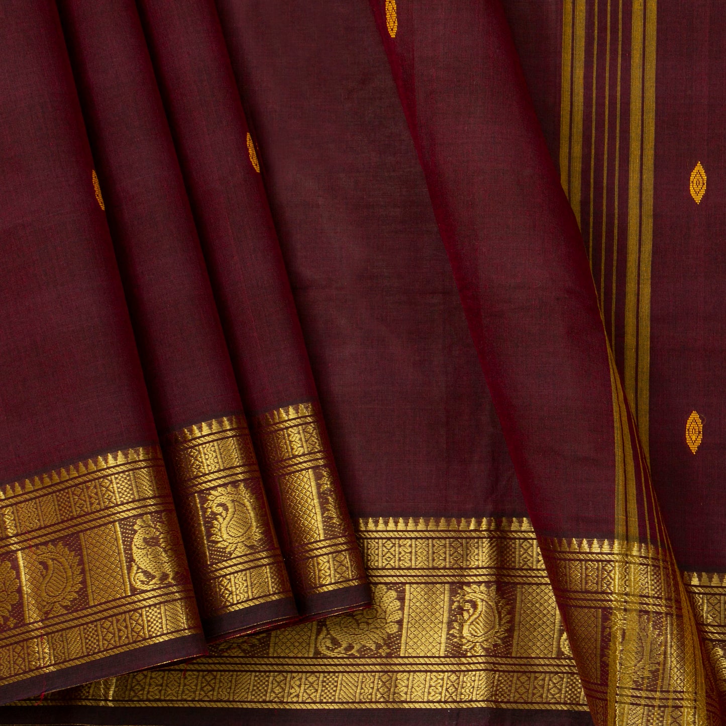 Maroon Kanchi Cotton Saree For Festive Wear PV MM KC 823
