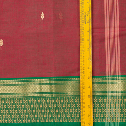Maroon And Green Kanchi Cotton Saree For Festive Wear PV MM KC 853