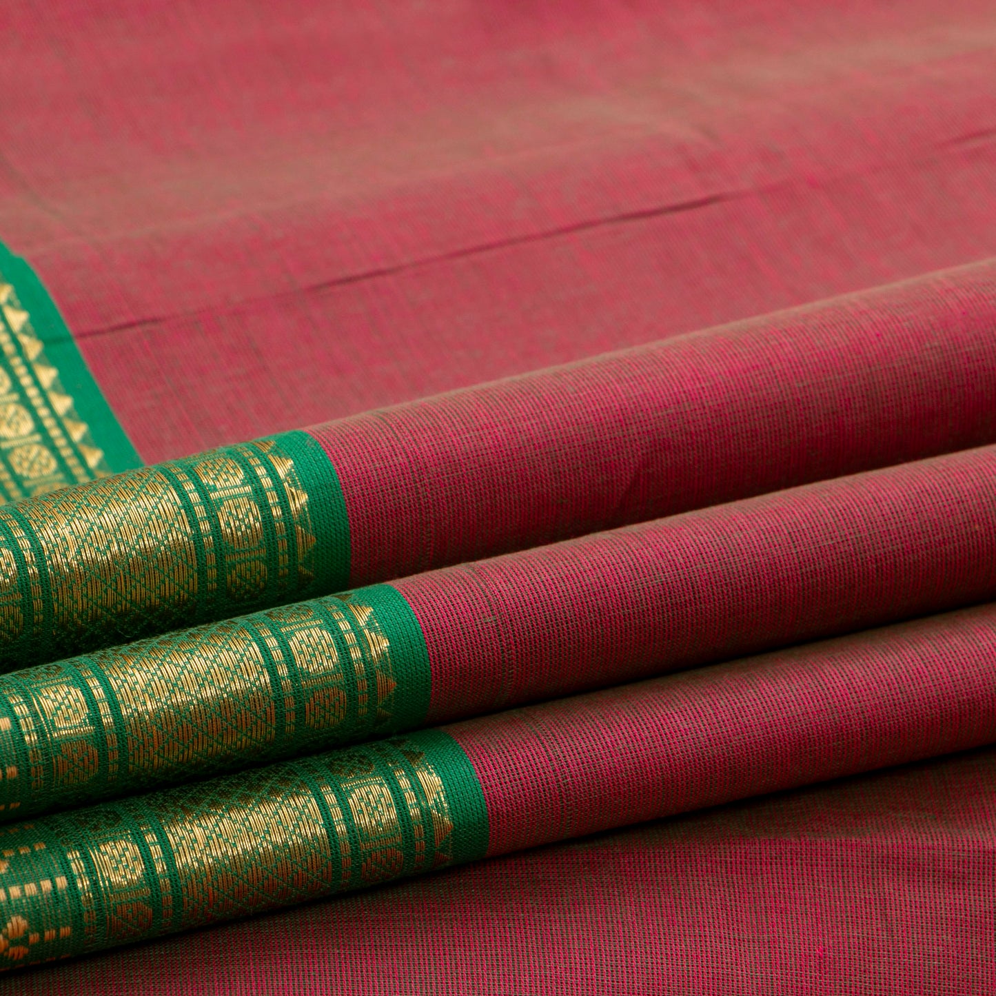 Maroon And Green Kanchi Cotton Saree For Festive Wear PV MM KC 853