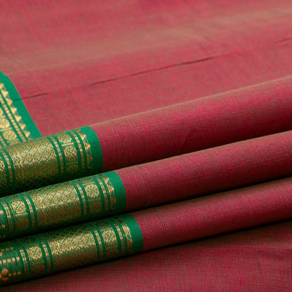 Maroon And Green Kanchi Cotton Saree For Festive Wear PV MM KC 853