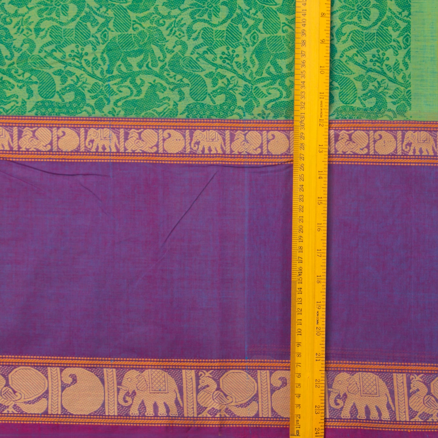 Green And Violet Vanasingaram Kanchi Cotton Saree For Festive Wear PV MM KC 661