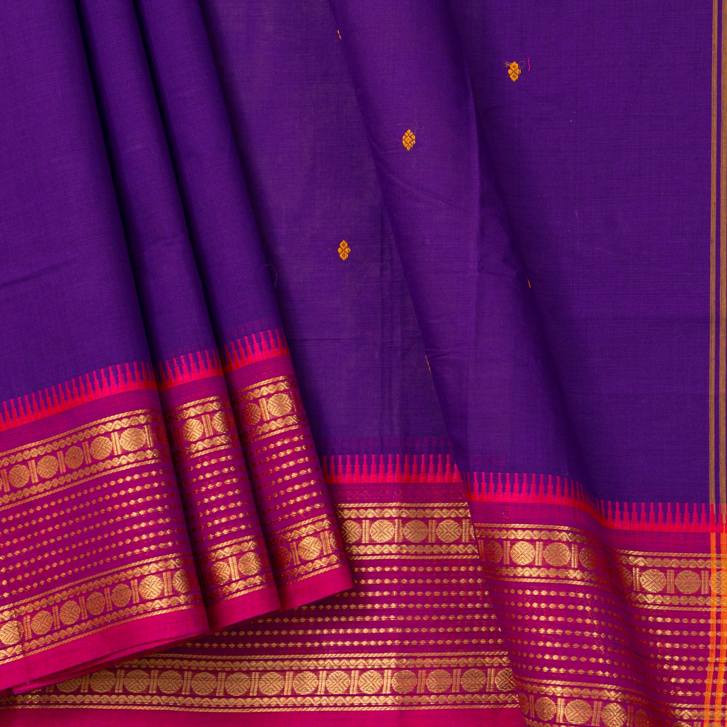 Violet And Pink Kanchi Cotton Saree For Festive Wear PV MM KC 831