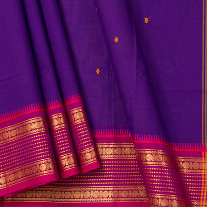 Violet And Pink Kanchi Cotton Saree For Festive Wear PV MM KC 831
