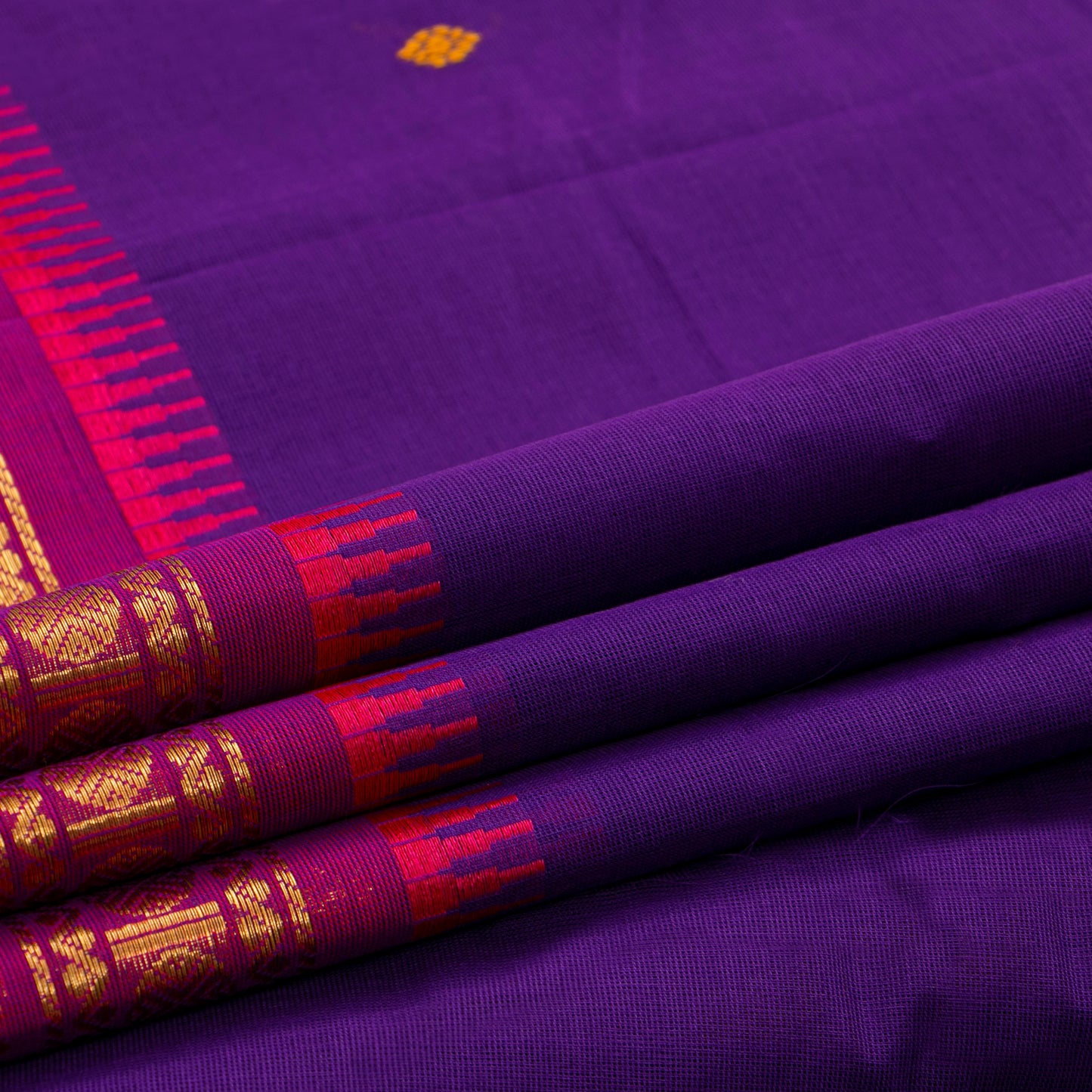 Violet And Pink Kanchi Cotton Saree For Festive Wear PV MM KC 831