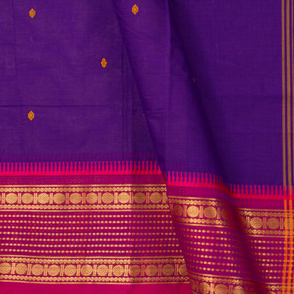 Violet And Pink Kanchi Cotton Saree For Festive Wear PV MM KC 831