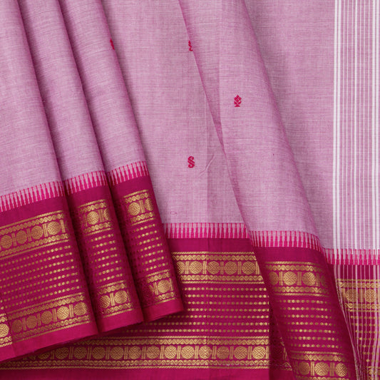 Pastel Pink Kanchi Cotton Saree For Festive Wear PV MM KC 825