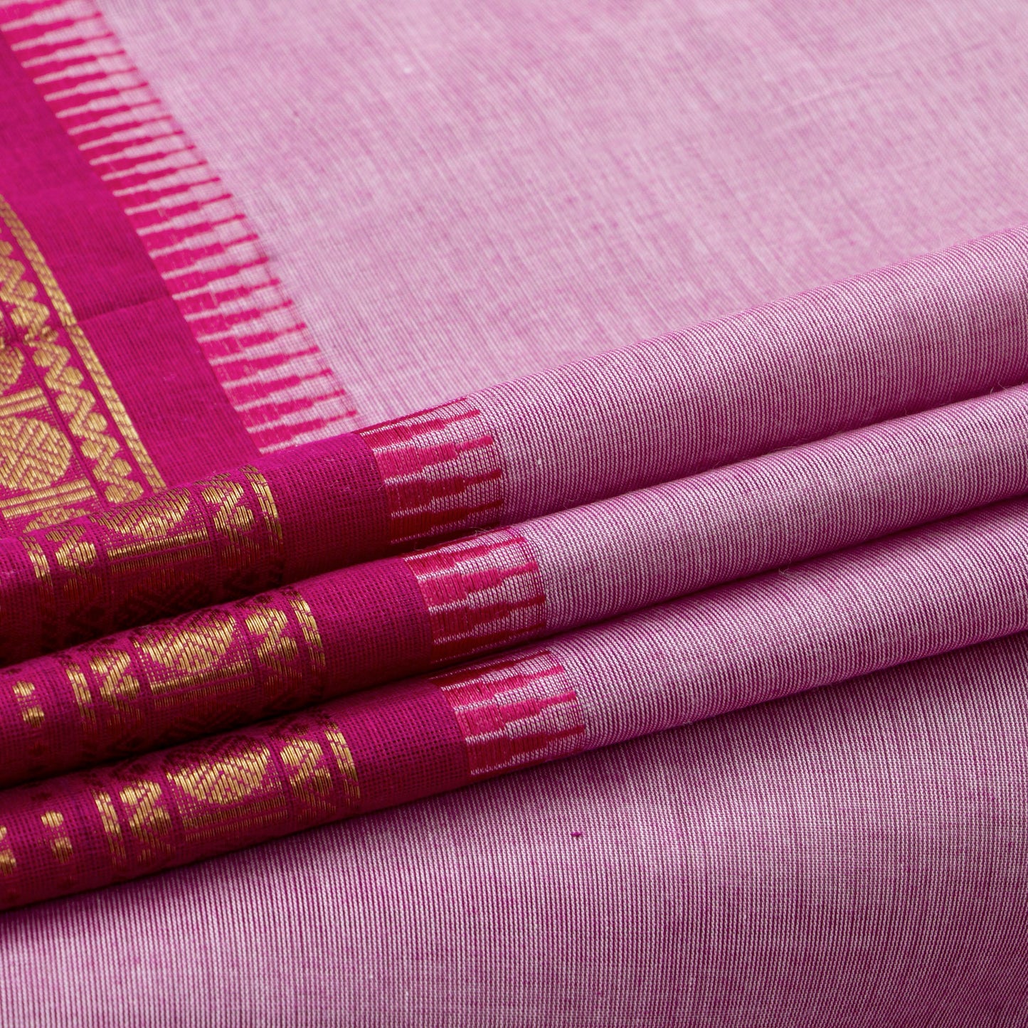 Pastel Pink Kanchi Cotton Saree For Festive Wear PV MM KC 825