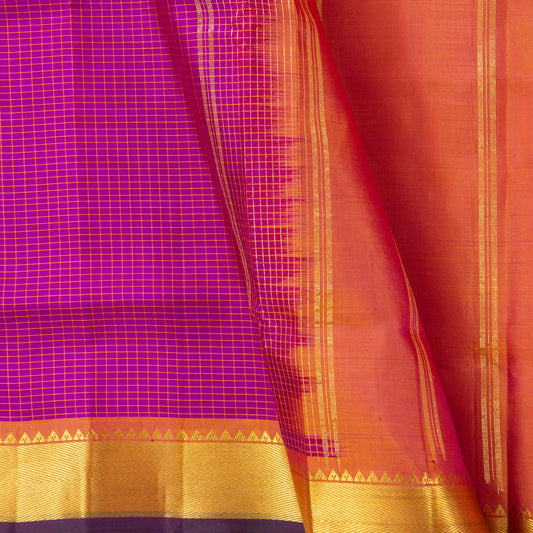 Magenta And Peach Kanchipuram Silk Saree For Festive Wear PV KNN 292