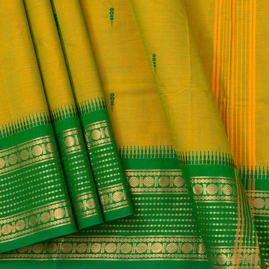 Green Kanchi Cotton Saree For Festive Wear PV MM KC 834