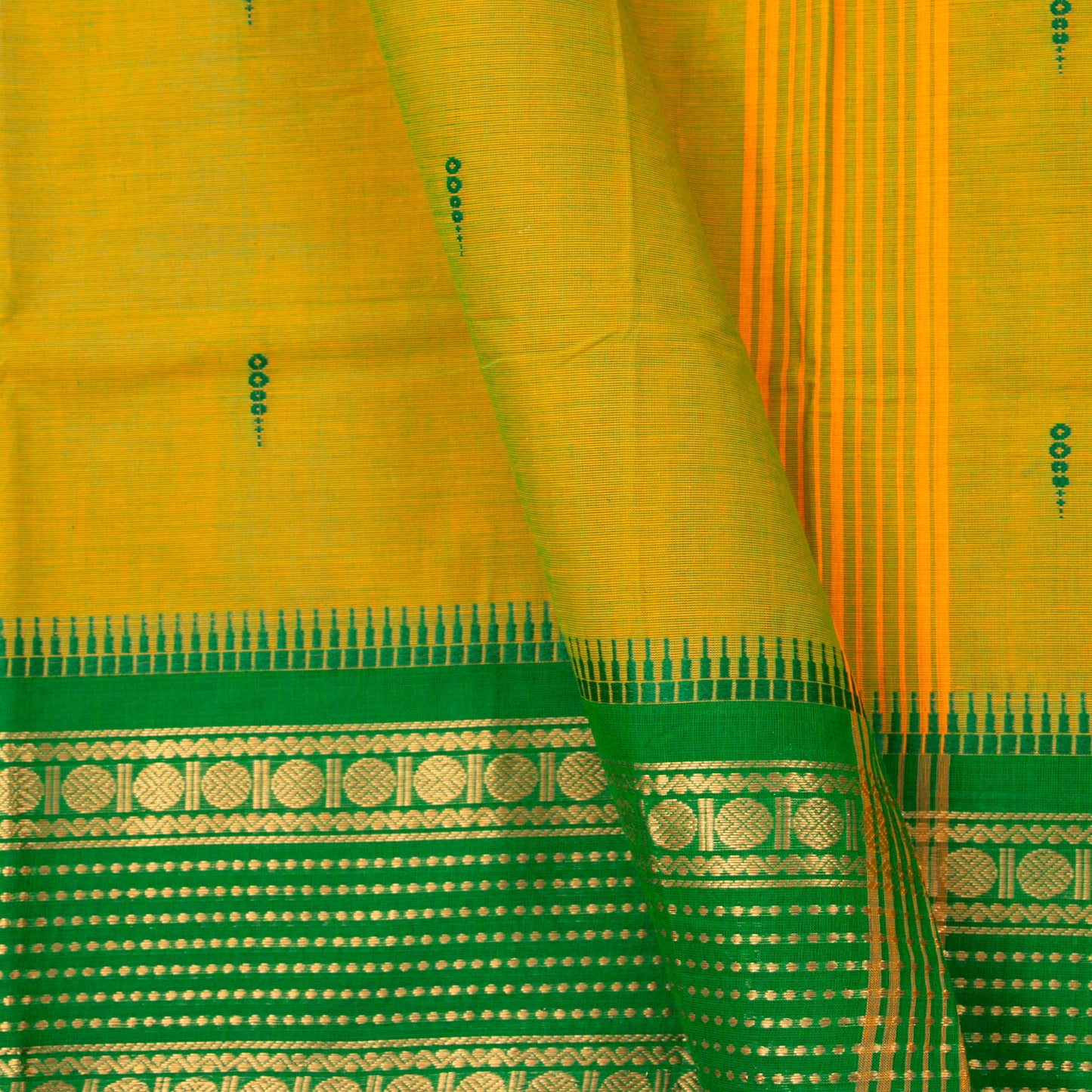 Green Kanchi Cotton Saree For Festive Wear PV MM KC 834