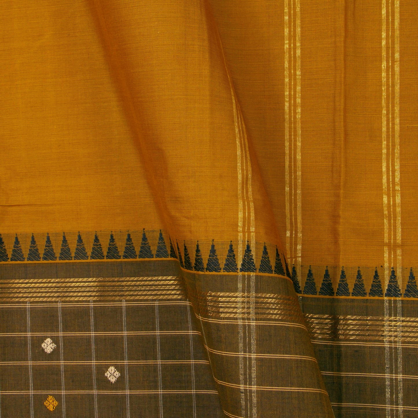 Mustard And Mehandi Green Kanchi Cotton Saree PV MM KC 647