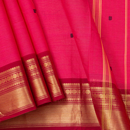 Pink And Maroon Kanchi Cotton Saree For Festive Wear PV MM KC 797