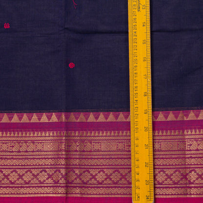 Navy Blue And Pink Kanchi Cotton Saree For Festive Wear PV MM KC 802