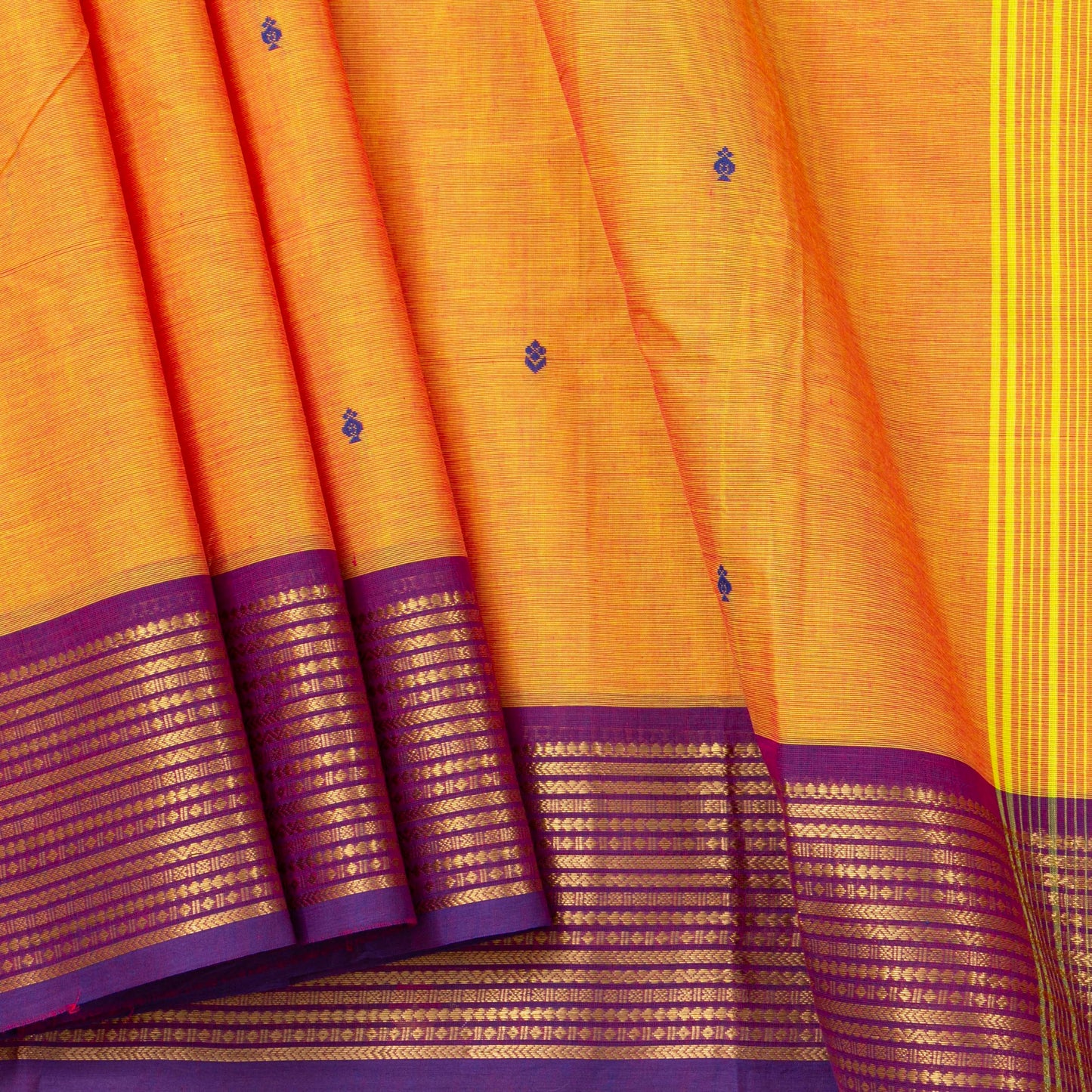 Yellow And Magenta Kanchi Cotton Saree For Festive Wear PV MM KC 772