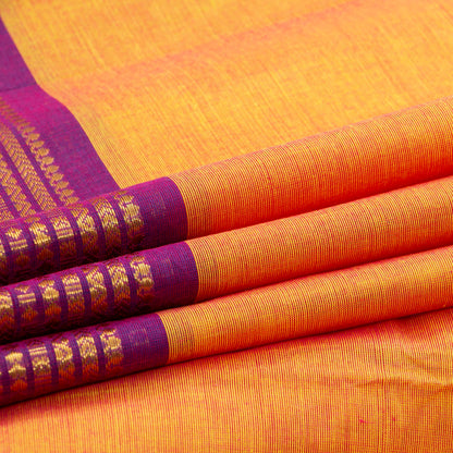 Yellow And Magenta Kanchi Cotton Saree For Festive Wear PV MM KC 772