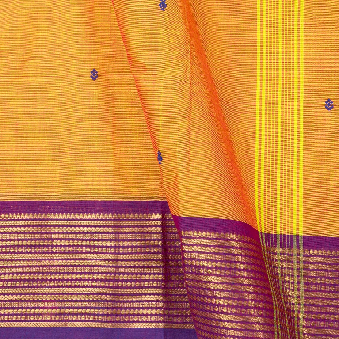 Yellow And Magenta Kanchi Cotton Saree For Festive Wear PV MM KC 772