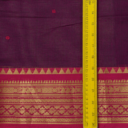 Wine And Pink Kanchi Cotton Saree For Festive Wear PV MM KC 782