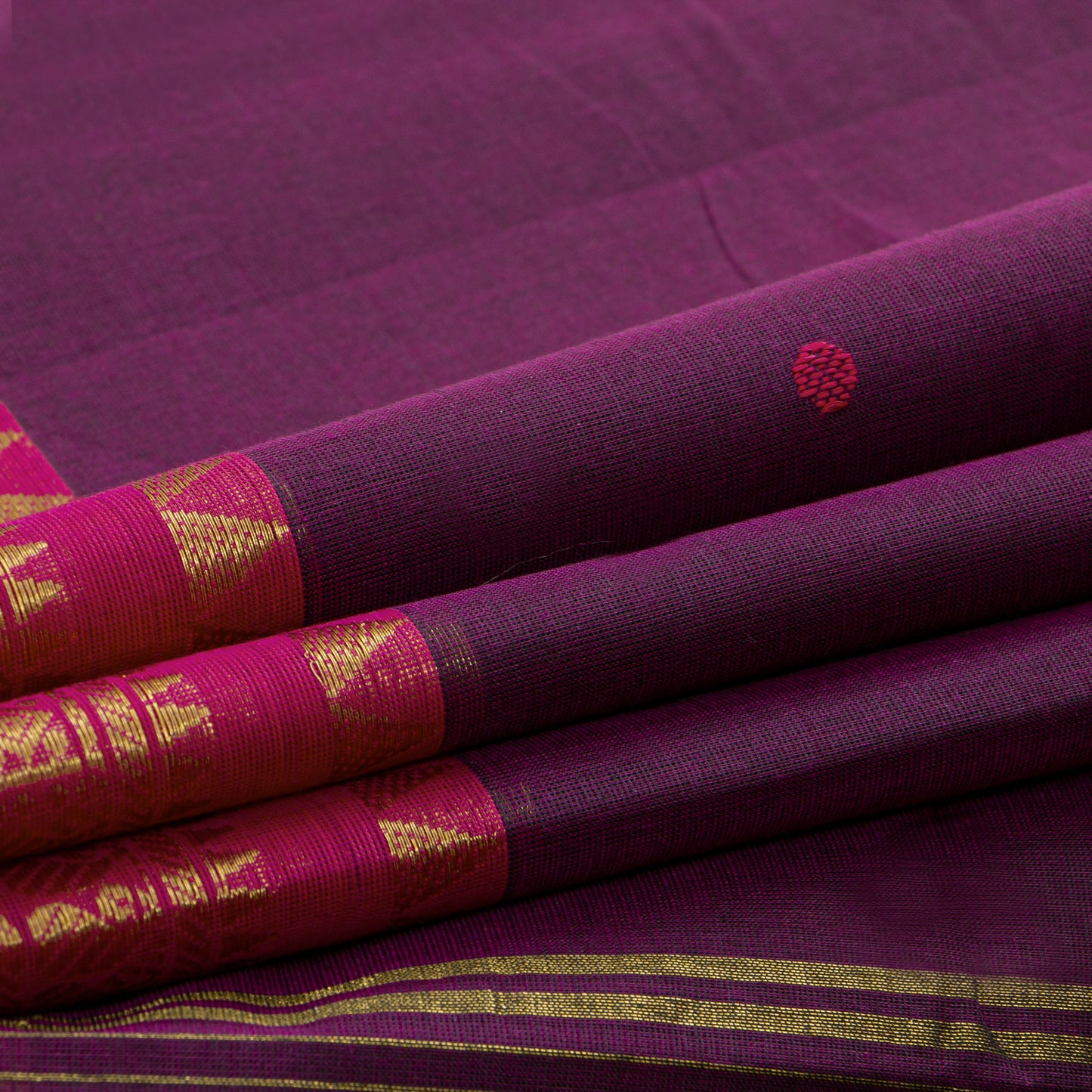 Wine And Pink Kanchi Cotton Saree For Festive Wear PV MM KC 782