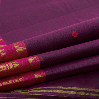 Wine And Pink Kanchi Cotton Saree For Festive Wear PV MM KC 782