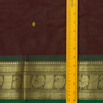 Brown And Green Kanchi Cotton Saree For Festive Wear PV MM KC 769