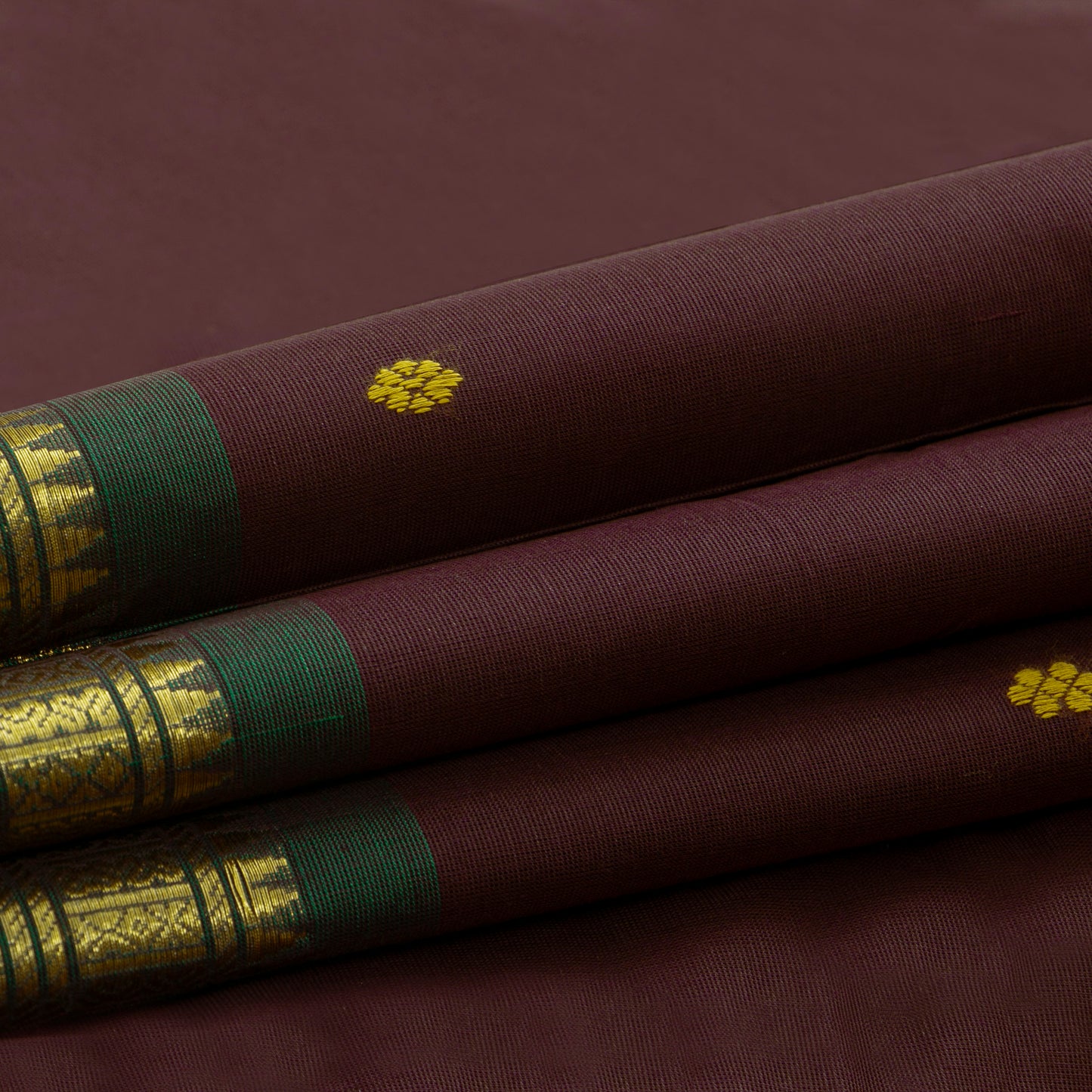 Brown And Green Kanchi Cotton Saree For Festive Wear PV MM KC 769