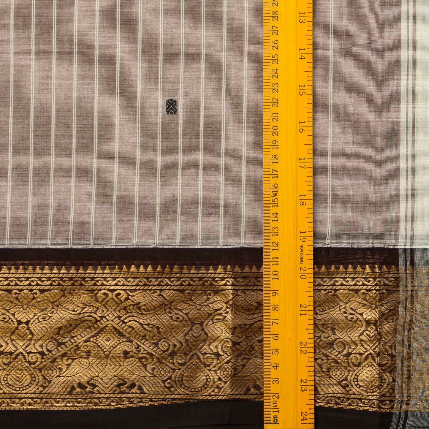 Beige And Brown Kanchi Cotton Saree With Zari Border For Festive Wear PV MM KC 631