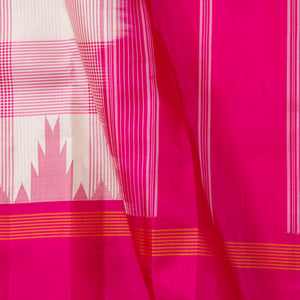 Off White And Pink Kanchipuram Silk Saree Without Zari For Office Wear PV KNN 307