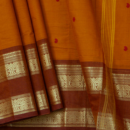 Rust And Brown  Kanchi Cotton Saree For Festive Wear PV MM KC 875