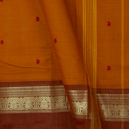 Rust And Brown  Kanchi Cotton Saree For Festive Wear PV MM KC 875