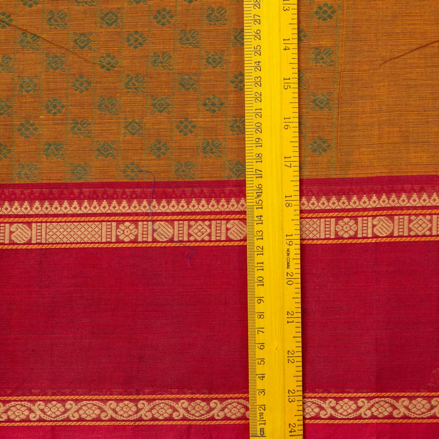 Mustard And Red Kanchi Cotton Saree PV MM KC 663