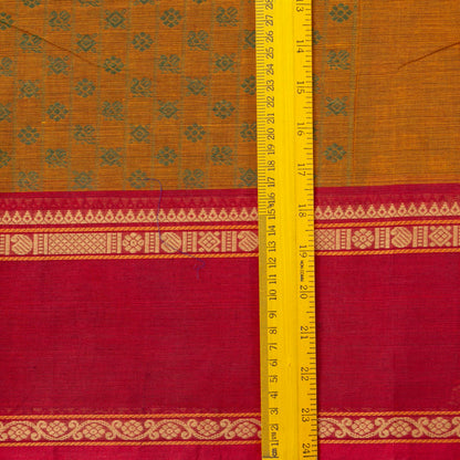 Mustard And Red Kanchi Cotton Saree PV MM KC 663