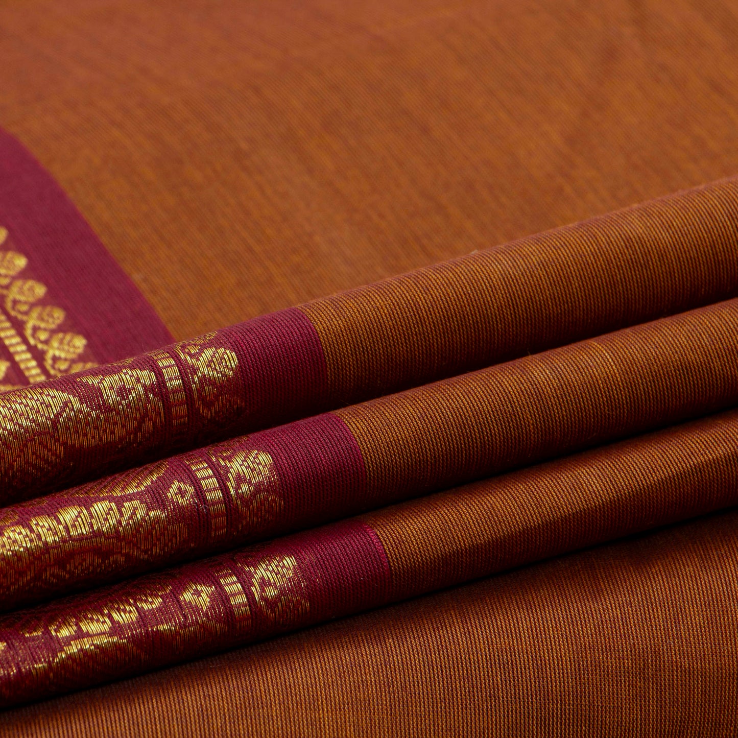 Rust And Maroon Kanchi Cotton Saree For Festive Wear PV MM KC 804