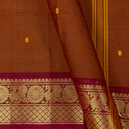 Rust And Maroon Kanchi Cotton Saree For Festive Wear PV MM KC 804
