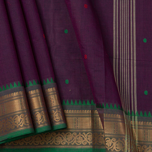 Wine Kanchi Cotton Saree Ganga Jamuna Border For Festive Wear PV MM KC 813