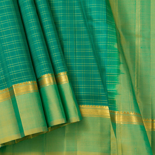 Jade And Yellow Green Kanchipuram Silk Saree Light Weight For Festive Wear PV KNN 284