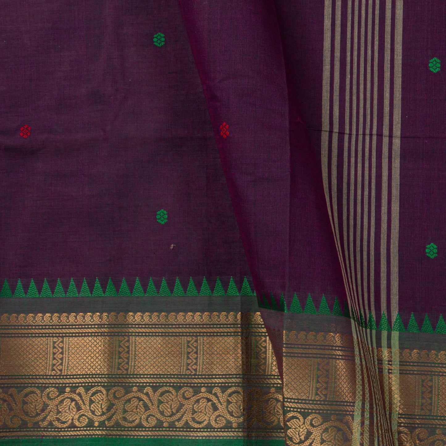 Wine Kanchi Cotton Saree Ganga Jamuna Border For Festive Wear PV MM KC 813