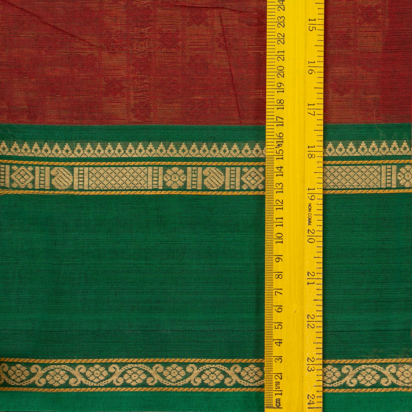 Rust And Green Kanchi Cotton Saree For Festive Wear PV MM KC 670