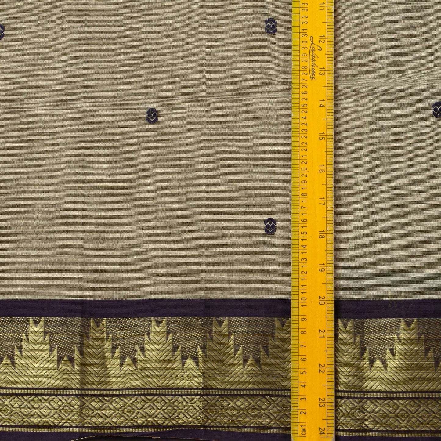 Fawn And Black Kanchi Cotton Saree For Festive Wear PV MM KC 806