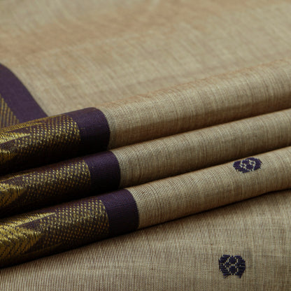 Fawn And Black Kanchi Cotton Saree For Festive Wear PV MM KC 806