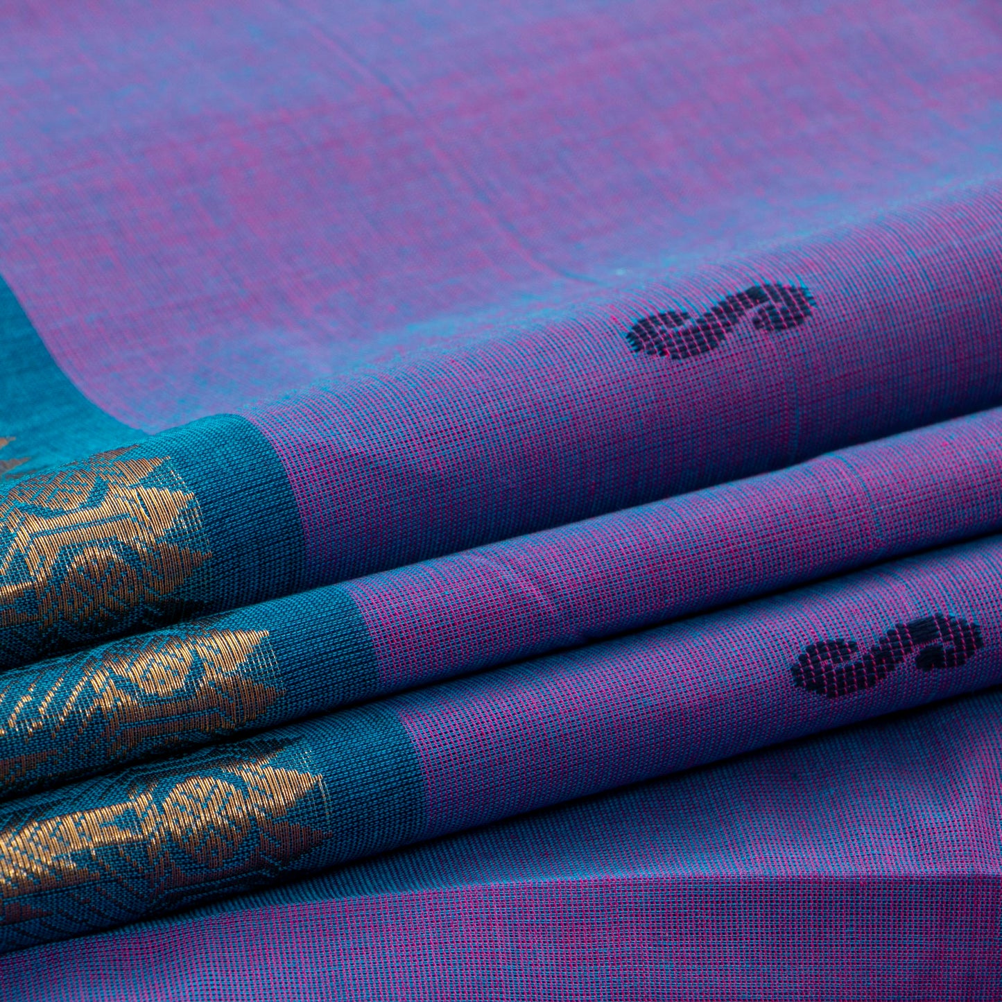 Lavender And Blue Kanchi Cotton Saree For Festive Wear PV MM KC 805