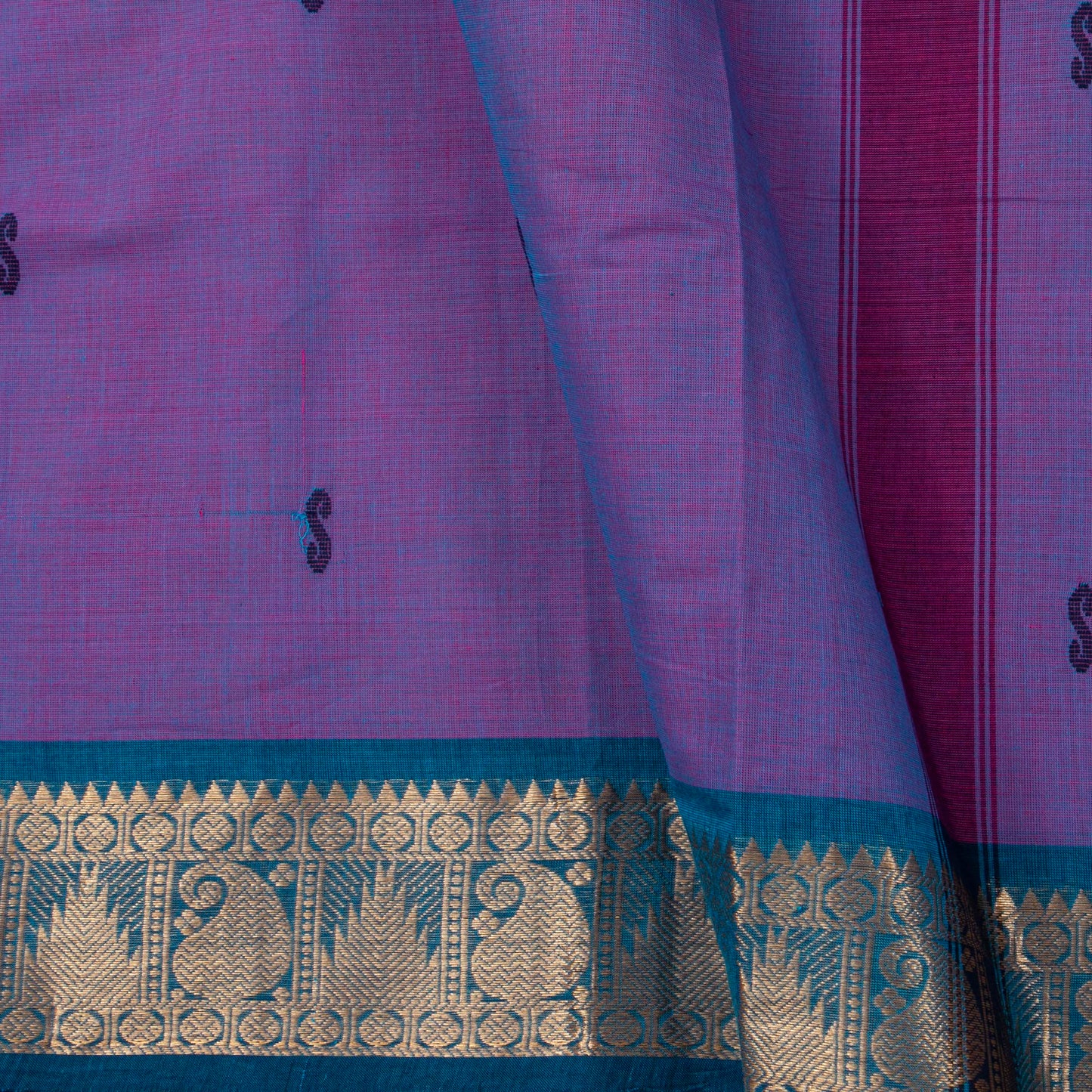 Lavender And Blue Kanchi Cotton Saree For Festive Wear PV MM KC 805