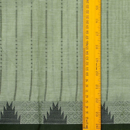 Pastel Green And Black Kanchi Cotton Saree With Temple Border For Office Wear PV MM KC 611