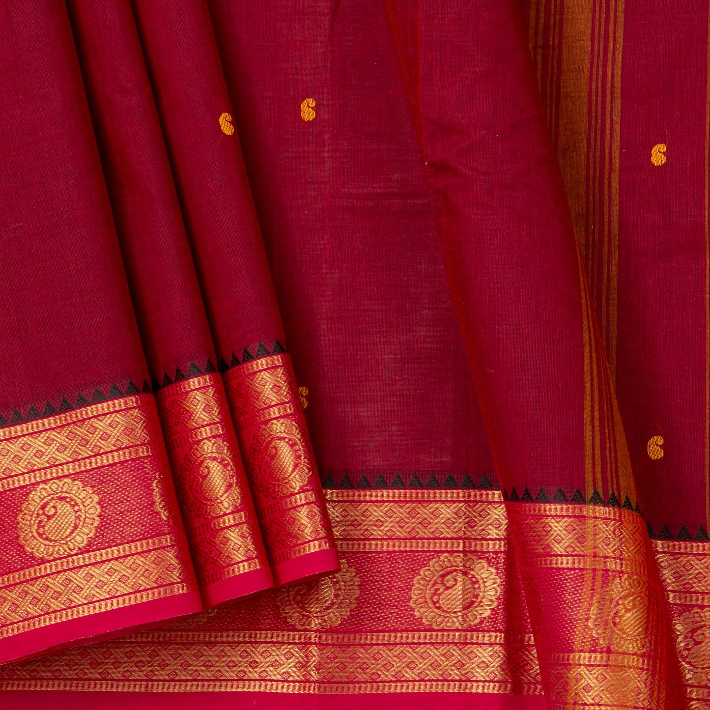Maroon And Pink Kanchi Cotton Saree For Festive Wear PV MM KC 798