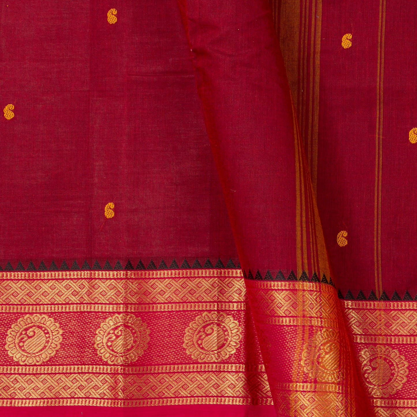 Maroon And Pink Kanchi Cotton Saree For Festive Wear PV MM KC 798