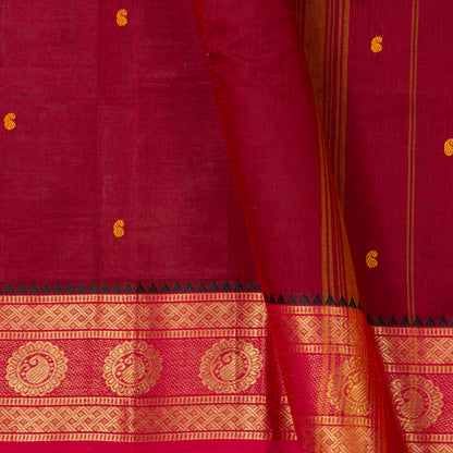 Maroon And Pink Kanchi Cotton Saree For Festive Wear PV MM KC 798