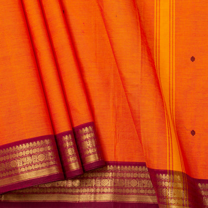 Orange And Magenta Kanchi Cotton Saree For Festive Wear PV MM KC 793