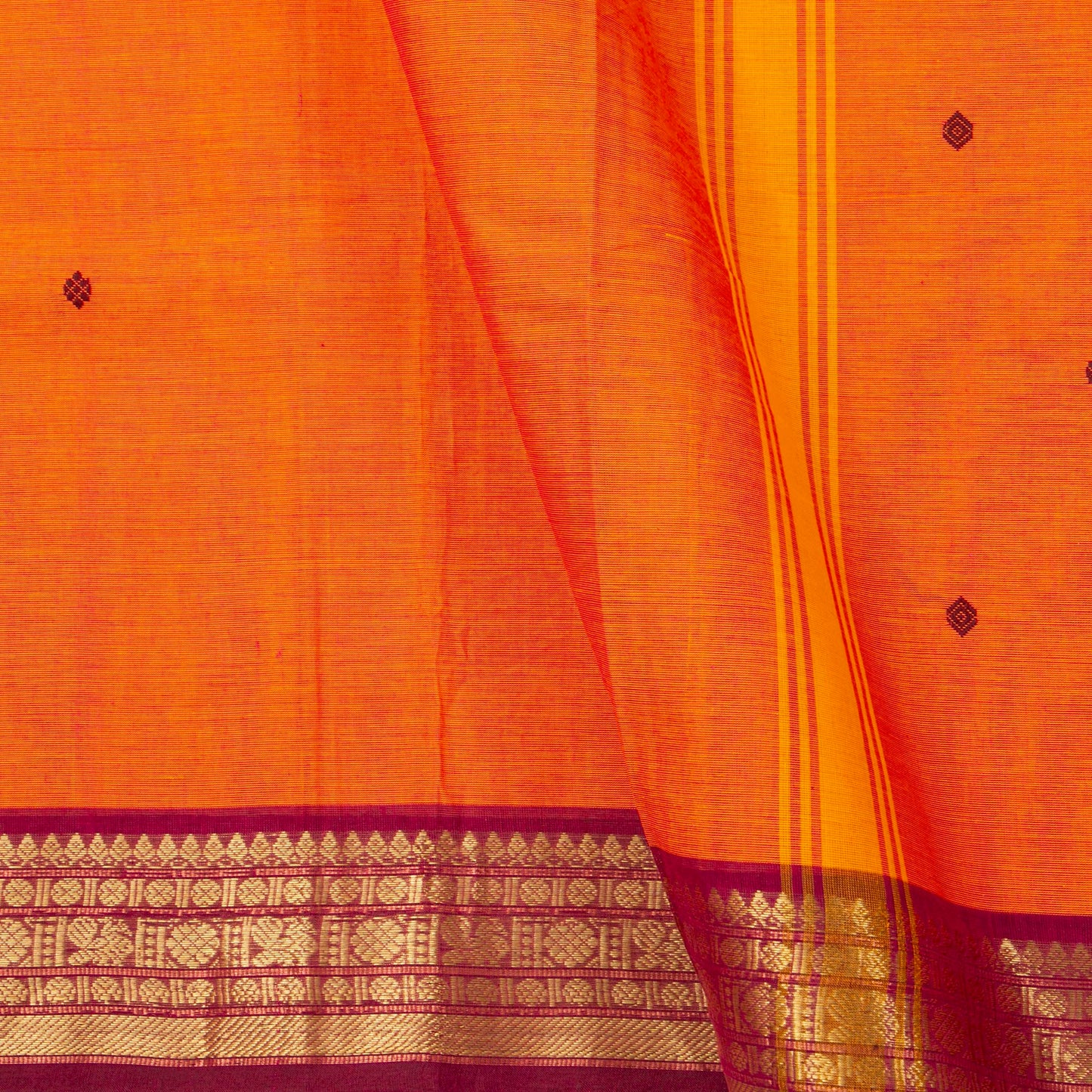 Orange And Magenta Kanchi Cotton Saree For Festive Wear PV MM KC 793