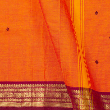 Orange And Magenta Kanchi Cotton Saree For Festive Wear PV MM KC 793