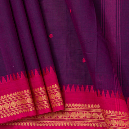 Magenta And Pink Kanchi Cotton Saree For Festive Wear PV MM KC 849