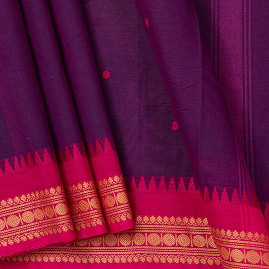 Magenta And Pink Kanchi Cotton Saree For Festive Wear PV MM KC 849